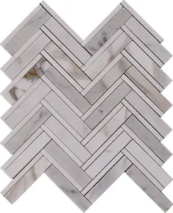Italian Calaccata Gold Chevron Backsplash Mosaic Floor and Wall tiles (12x12 ) DP5944