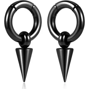 2 count Cones and Circles Stainless Steel Plugs Ear Weights 6MM Ear Gauges Piercing Expander Stretchers