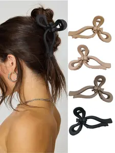 4-piece set of vintage double-layer bow tie-style large hair grips, Hair claws, frosted matte finish, providing strong grip for half-up hair. Suitable for thin and thick hair, a perfect hair accessory for ladies