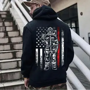 Firefighter Hoodie Black Thin Red Line Flag, Patriotic Firefighter Sweatshirt, First Responder Hoodie, Unisex Firefighter Hoodie Gift Hoodie - Sweatshirt