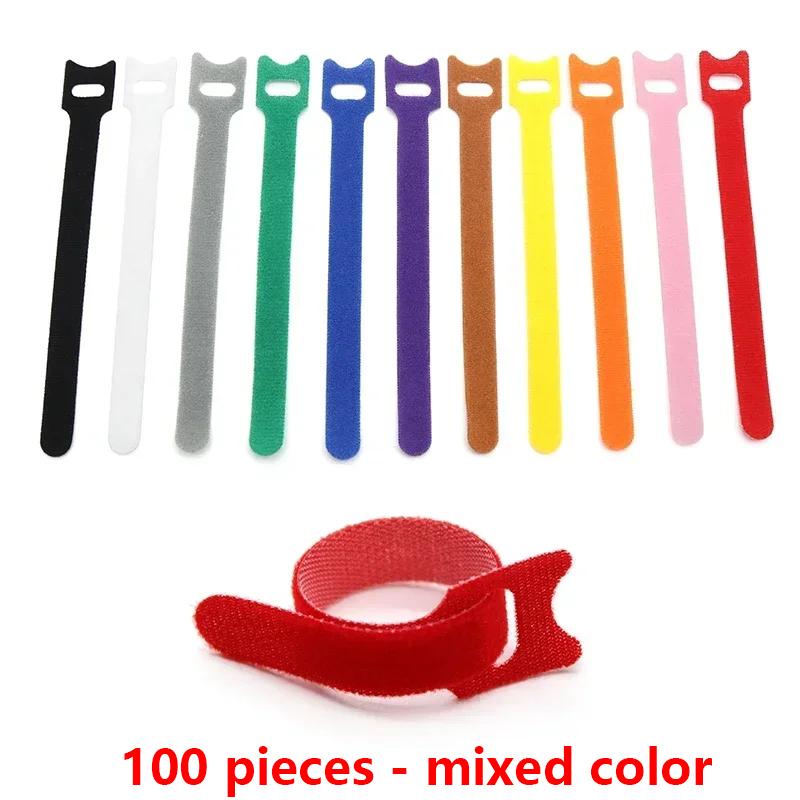 100 PCS Reusable Cable Ties with Hook and Loop, Multi-purpose Adjustable 8 Inch Cable Management Wire Ties Cable Straps for Organizing Home, Office and Data Centers (Multicolored)