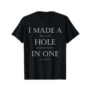 Funny Golf T-Shirt for Men – I Made a Hole in One Design, Black Cotton Knit, Casual Round Neck Tee, Perfect Golfer Gift Idea, Machine Washable