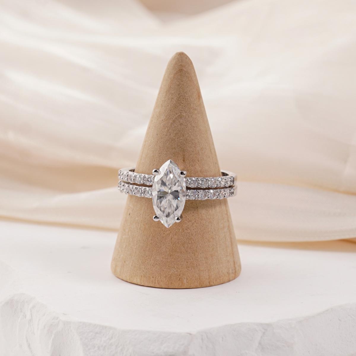 2.5ct Beyond the Horizon Ring Wedding Set Stacking Ring Marquise Cut VVS Synthetic Moissanite Ring Jewelry S925 Sterling Silver Band Perfect Birthday Engagement Wedding Anniversary Christmas Valentine's Day Gift