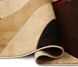 Tribeca Slade Modern Area Rug, Abstract Brown/Red 18.9"x31.5" - Soft Furnishings