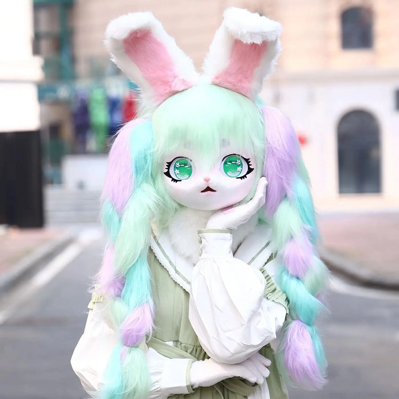 Fursuit Head Mask - Affordable Prices, No Back Side, Kigurumi-Style Plush Cartoon Characters Cat & Fox Head (t3,t4,t6,t7), One-Size All-Seasons Adult Fashion Accessory for Halloween Cosplay Occasions