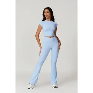 Cincinnati Baby Blue Flare + Top Set Womenswear Clothing Suits Comfort