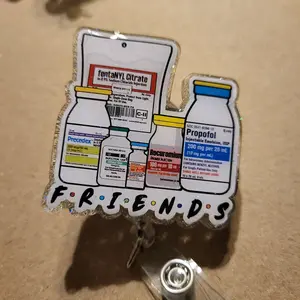 Medicine Badge Reel with Fentanyl Citrate & Propofol Bottles Design for Medical Professionals