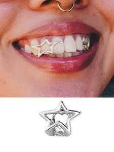Hip-hop Star Shaped Vampire Teeth Decorations, Suitable For Girls, Halloween Vampire Teeth Decor, Body Jewelry, Unisex Party Wear, Party Favors, Super Shiny, Party Accessories
