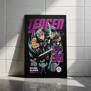 Tengen Uzui Demon Slayer Poster – Flashy Sound Hashira Anime Wall Art, Neon Manga Style Print, Kimetsu no Yaiba Aesthetic Decor, Otaku Gift (poster only, no frame)