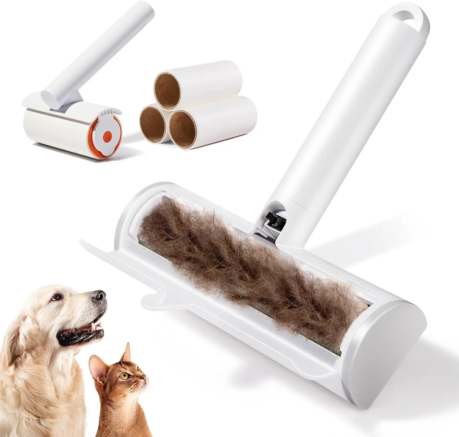 TripleWood Pet Hair Removal & Lint Roller Value Set - Extra Sticky Lint Remover, Reusable Dog & Cat Hair Remover Tools for Cleaning Furniture, Clothes, Bright White #SummerVibes #petlovers