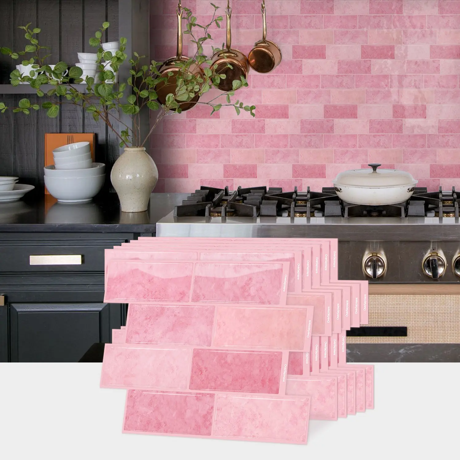 PVC Peel & Stick Self Adhesive Wall Tiles, Glossy Removable Design, Modern Gradient, DIY Friendly, Residue-Free Installation, Kitchen, Accent Walls, Interior Wall