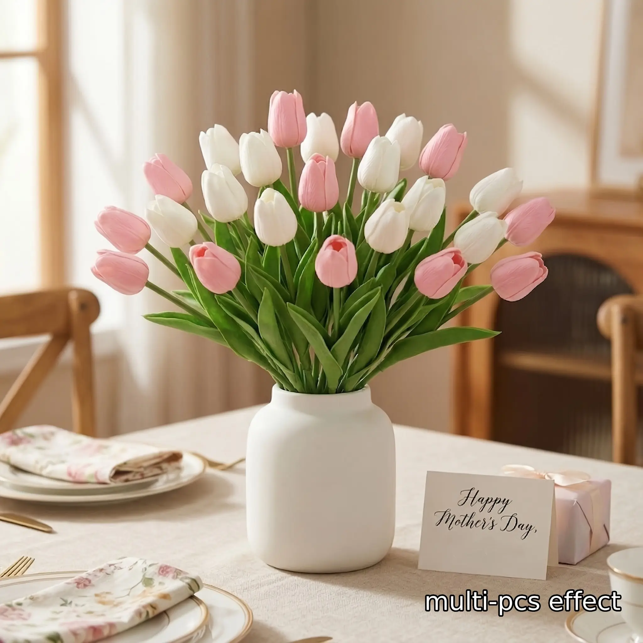 Artificial Tulips and, Outdoor Plant Decor, UV-Resistant Realistic Fake Flowers, DIY Home Decoration, Wedding Party Props, Plastic Flower Decoration, Decorative, Ornaments