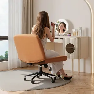 【Deals for you】Criss Cross Office Chair with Wheels, Wide Seat Armless Desk Chair for Home Computer Task, Adjustable Height Swivel Rolling Vanity Makeup Chair, Comfy Fabric Ergonomic Seating for Study Reading Working
