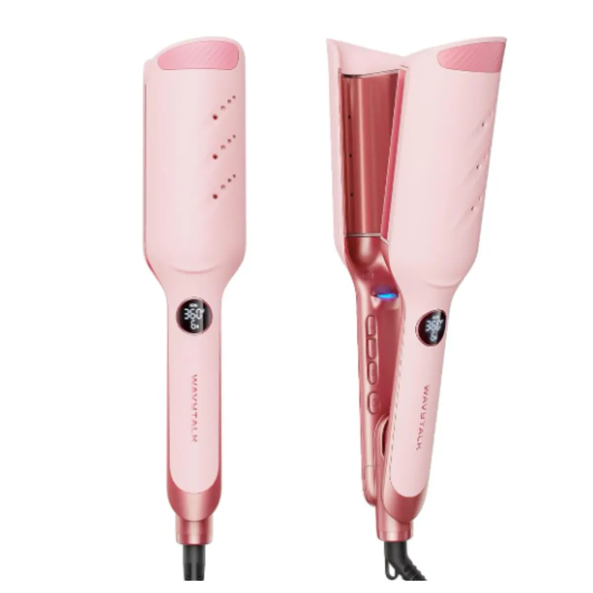 Wavytalk Power Wave Hair Crimper, Curling Iron Hair Crimper Waver, Ventilation Design for Less Damage, Ionic Reduces Frizz, Effortless-Waver, Dual Voltage Crimping Iron, Pink