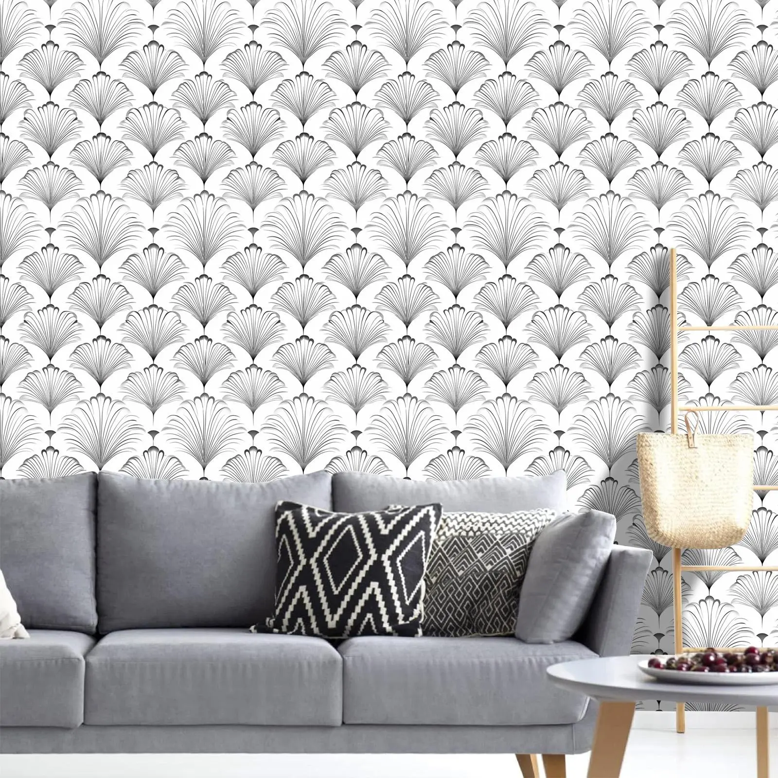 Hand-Drawn Leaf Wallpaper Roll, Waterproof Self-Adhesive Wall Paper, Easy Peel & Stick, Home Decor for Living Room Bedroom Kitchen