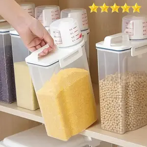 Hot-selling item: 1 piece Rice and Grain Food Storage Jar with Measuring Cup, Kitchen Moisture-proof, Insect-proof, Dust-proof