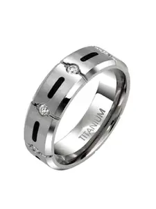 Men Women Couples Solid Titanium Cz Wedding Band Engagement Ring