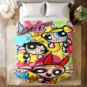 The Powerpuff Girls Printed Blanket, Flannel Blankets, Soft Throw Blanket, with Vibrant Cartoon Character Prints - Soft & Skin-friendly, Long-Lasting & Quick-Drying, Machine Washable, Multi-Size for Bed, Sofa & Office Naps, Ideal Gift for Cartoon Fans