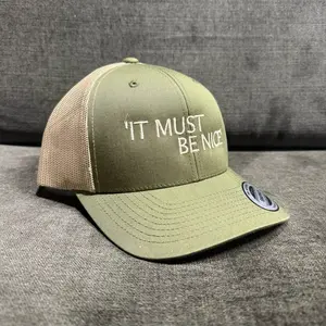 'It Must Be Nice' Olive Green Mesh SnapBack Hat