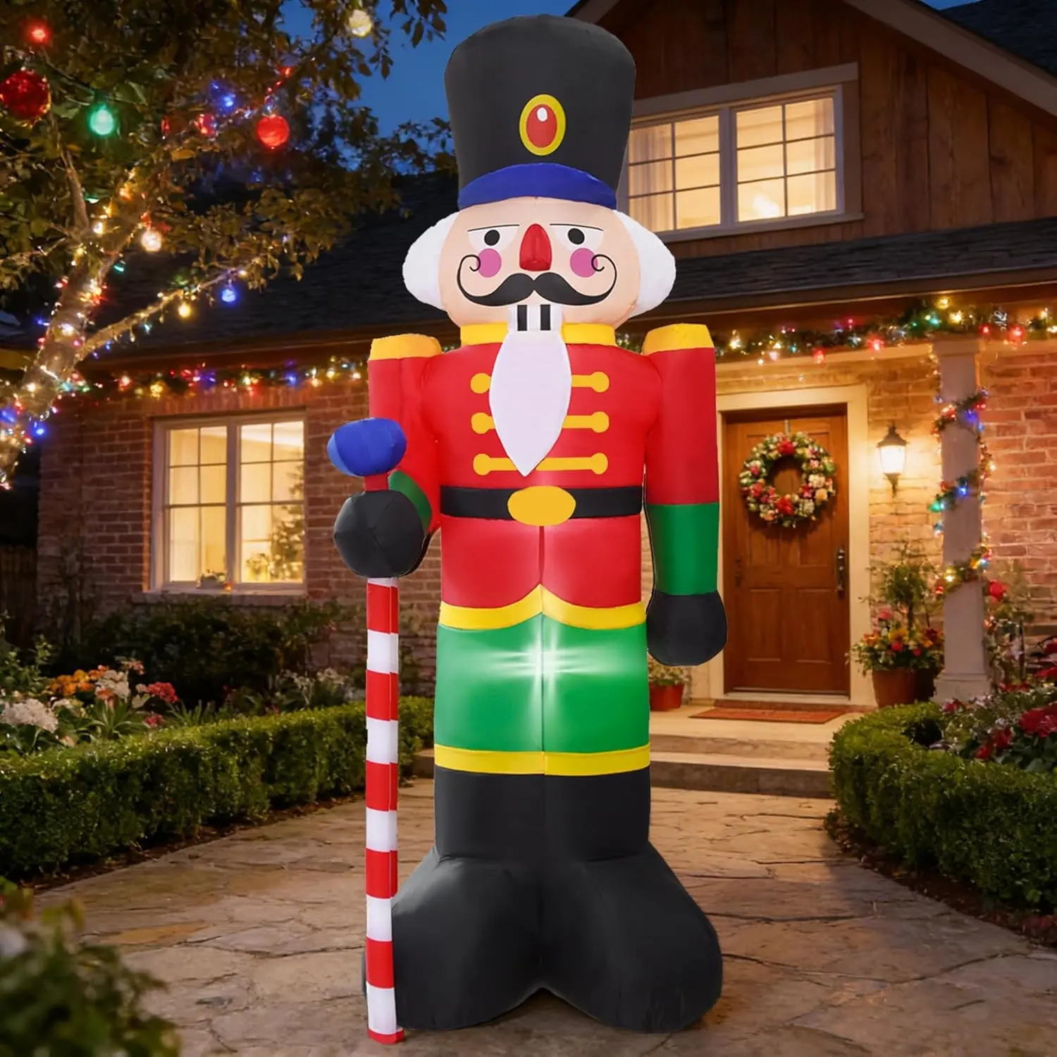 8.3FT H Christmas Inflatable Nutcracker, Jumbo Christmas Inflatables Soldier Guard Blow up with Build-in LED Lights Indoor, Outdoor, Party, Yard, Garden, Lawn Xmas Decoration