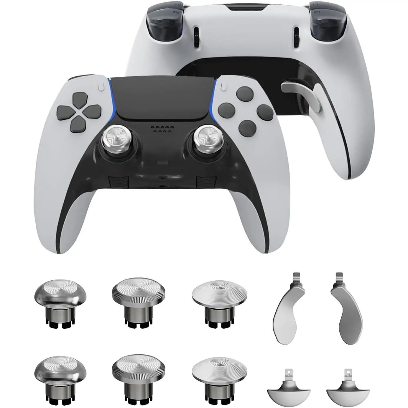 Metal Thumbsticks &  Paddles for PS5 Edge Controller, Analog Thumb Sticks Caps Replacement Kit for PS5 Dual Sense Edge Stick Module, 6 Joysticks, 4  Buttons,