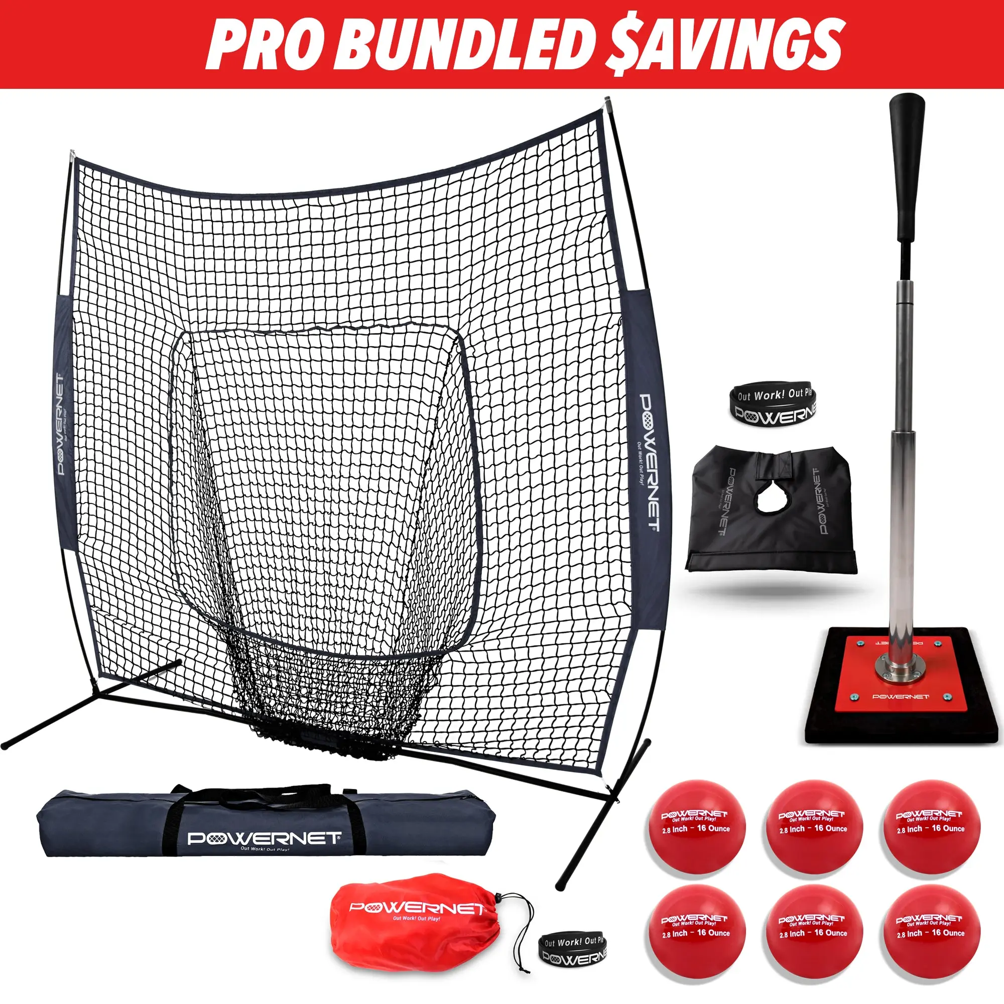Pro Training Bundle | 7x7 Net, Batting Tee & Weighted Balls (Navy)