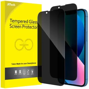JETech Privacy Full Coverage Screen Protector for iPhone 16e 2025, iPhone 13/13 Pro 6.1-Inch, Anti-Spy Tempered Glass Film, Edge to Edge Protection Case-Friendly, 2-Pack