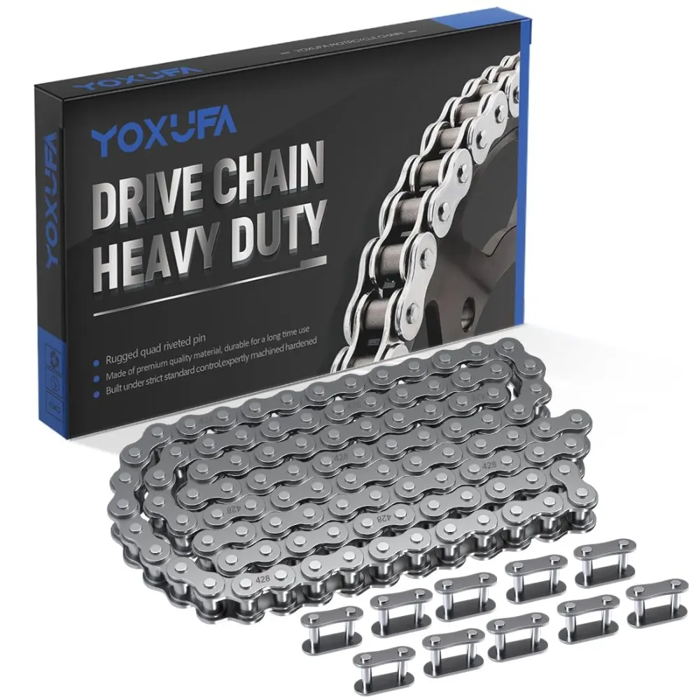 428 Motorcycle Chain 102 Links For 110cc,125cc,100CC,CRF50,XR50,00cc,00cc,00cc Pit Dirt Bike,4 Wheeler ATV Quad,TTR225,Grom,TaoTao,DB17,DB27,Blazer,Sunl,Vitacci Go Kart Parts