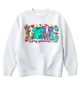 LOVE Patients Sweatshirt - White with Colorful Design for Medical Professionals