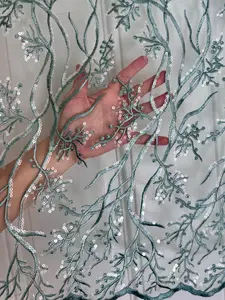 Mint Embroidered Branch Lace