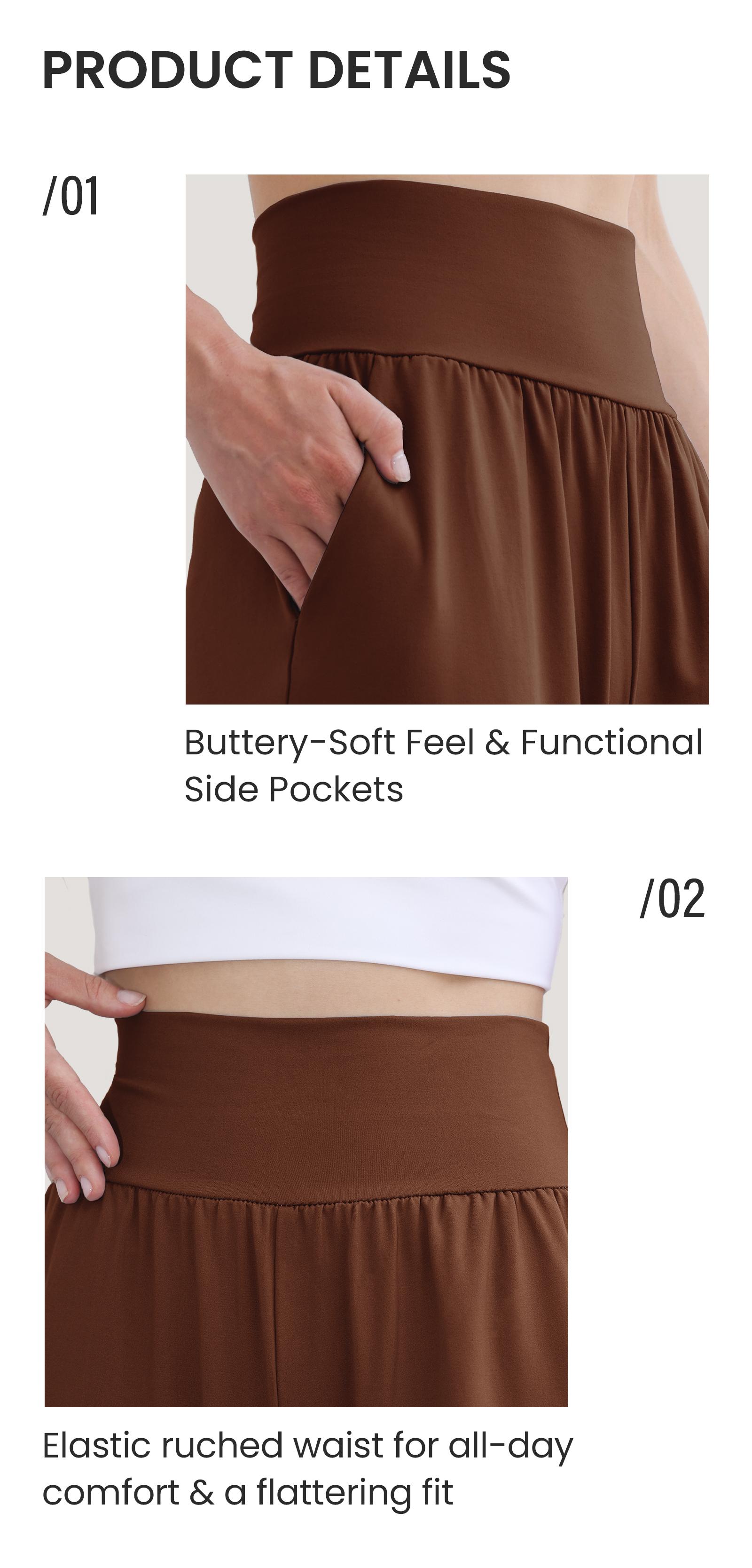 ESOFT Wide Leg Lounge After-Work Pants, Women High-Waisted Casual Yoga Pants with Pockets