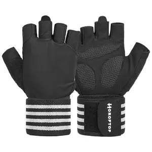 DROPTOP Weight Lifting Gloves for Men & Women Wrist Support Gym Workout Gloves - Black and White Stripes