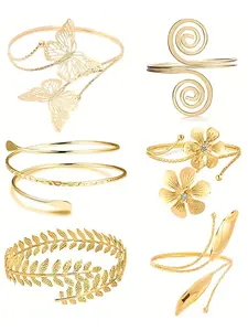 Women's Fashion Open Bracelet Set, Bangle Bracelet, Butterfly Leaf Design, Casual Style Jewelry for Beach Vacation, All Season Wear, Trendy Jewelry