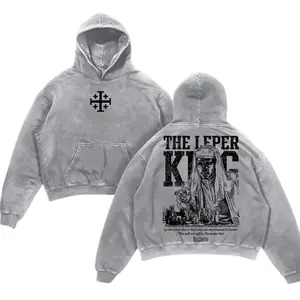 Baldwin IV “The Leper King” Vintage Washed Hoodie – Crusader King & Holy Army Medieval Graphic Unisex