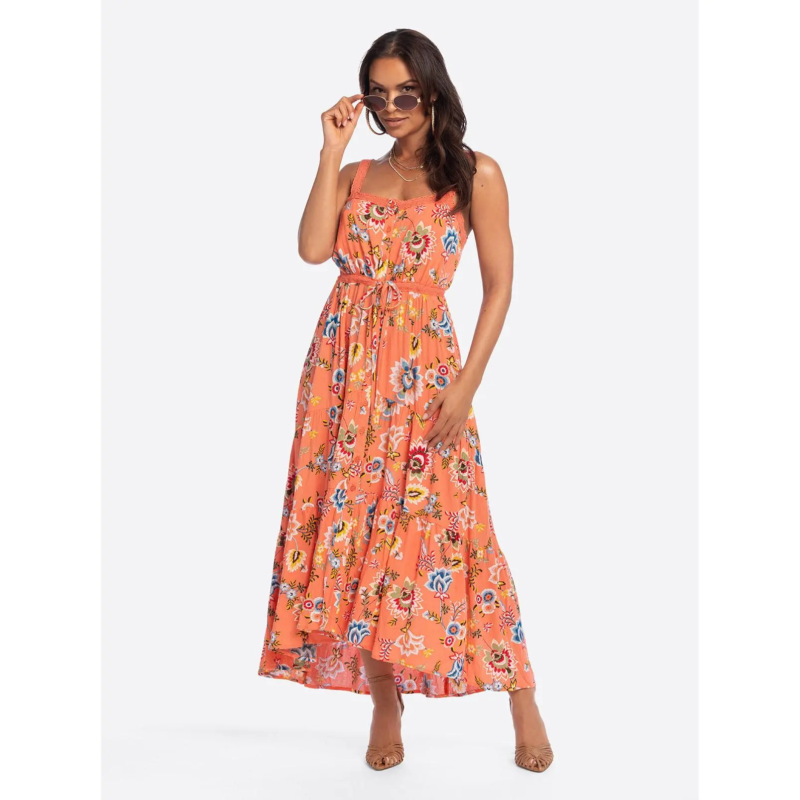 JS Jessica Simpson Sarita Maxi Dress in Emberglow Bohemian