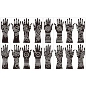 Large Henna Tattoo Stencil Kit,8 Sheets Henna Tattoo stickers for Hand Forearm Glitter Airbrush Diy Tattooing Template, Indian Temporary Tattoo Stickers for Women Girls