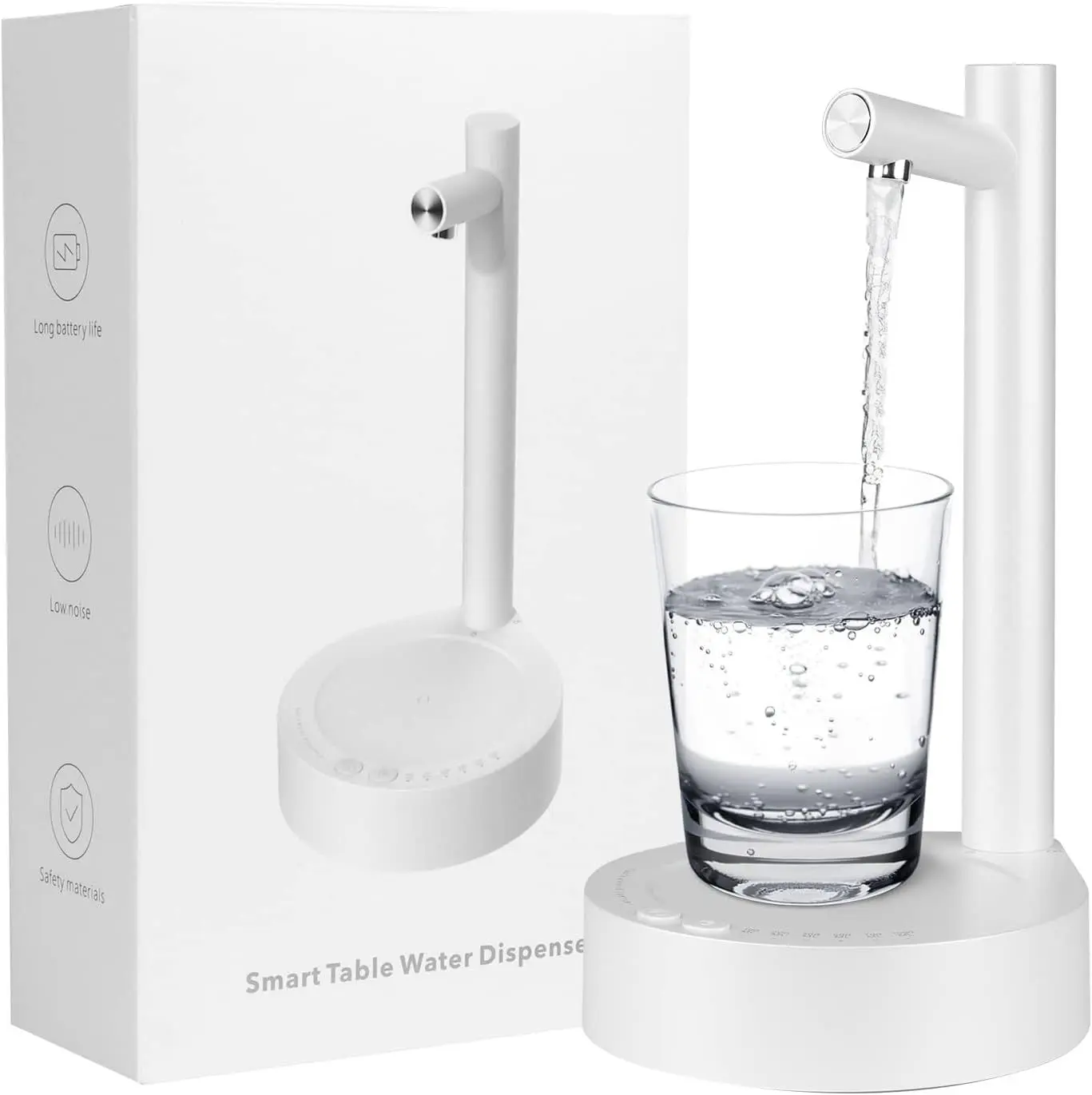 Smart Desktop Water Bottle Dispenser,USB Charging Automatic Drinking Water Bottle Pump with 7 Level Quantitative for 5 Gallon & Universal Bottles, Portable Electric Water Dispenser (White)