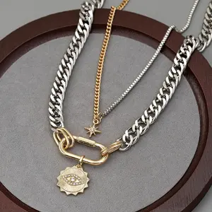 Women's Gold Layered Necklace Set — Mixed-Metal Layering Jewelry with Pendants — A Stylish Birthday Gift for Her