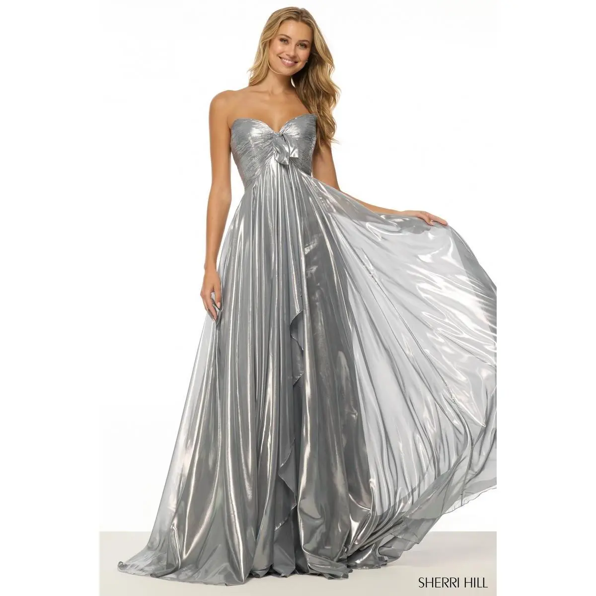Sherri Hill Metallic Empire Waist Prom Dress 57108