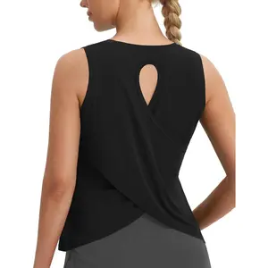 Baleaf Womens Open Back Workout Tops Loose Fit Athletic Tank Tops Sleeveless Flowy Running Shirts UPF 50+ Gym Yoga Activewear