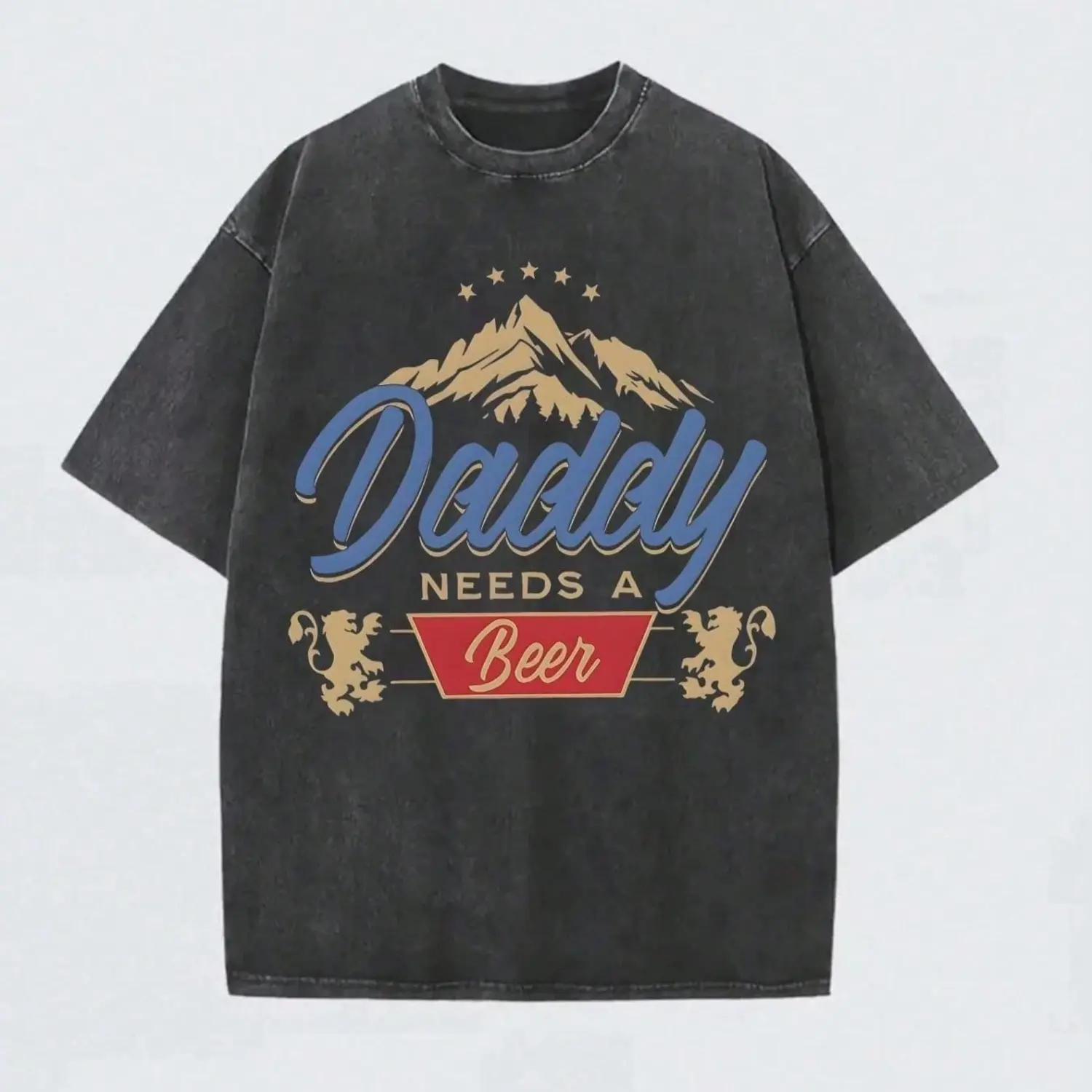 Women's Vintage Coors-Inspired "Daddy Needs A Beer" Acid Wash Graphic Tee, Womenswear Tops, Gift for Dad