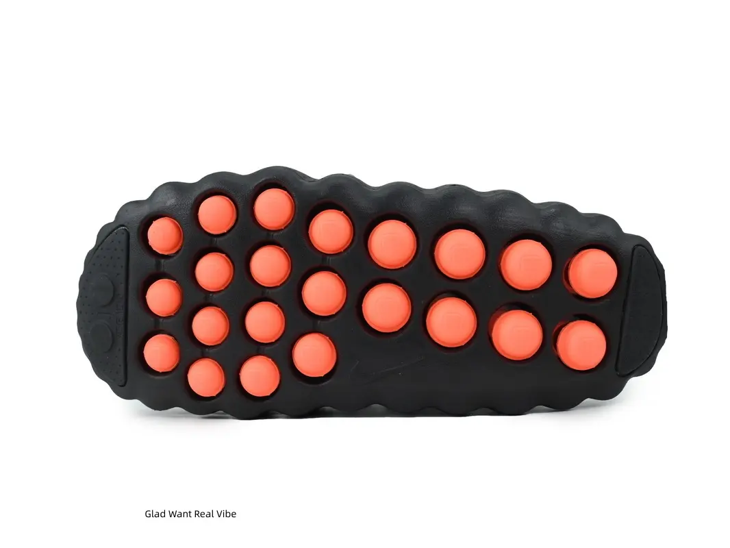 Unisex Black Closed‑Toe Massage Slides, Bright Orange Raised Particle Non‑Slip Thick Sole Slip‑On Slippers, Trendy Two‑Tone Casual Footwear for Home & Outdoor Daily Wear