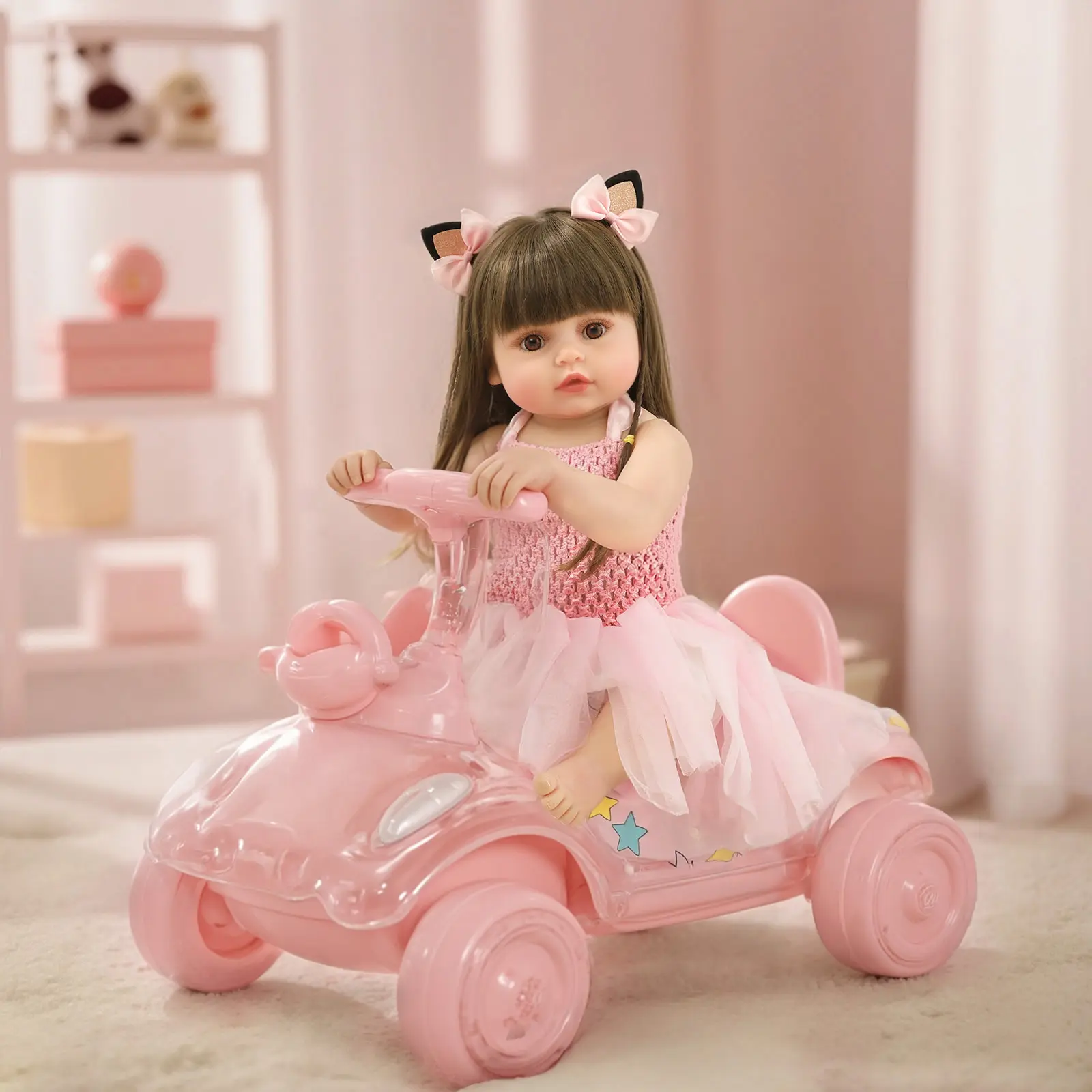 Realistic Reborn Baby Dolls 22" Full Body Vinyl Real Life Like Bebe Dolls for Girls and Boys Realistas Lifelike Muñecas para Niñas with Birth Certificate and Feeding Kit Toys for Kids Age 3+