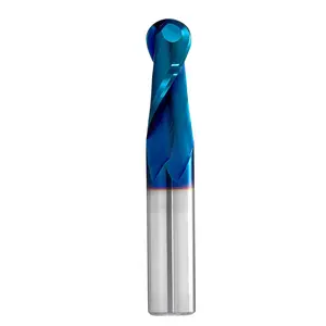 CNC Router bits Carbide Ball Nose End Mill with Nano Blue Coating 1/2inch Shank 3inch OVL for Side Milling End Milling Finish Machining (1/2"x3")…