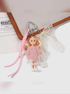 Barbie Sweater Doll Charm Lace Bow Keychain, High-End Bag Accessory, Casual Style, All Seasons, Perfect for Bags and Keys Decoration