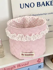 Cute Quilted Makeup Storage Basket, Multifunctional Large Capacity Storage Basket, Desktop Storage Organizer for Home Office, Room Organization Products