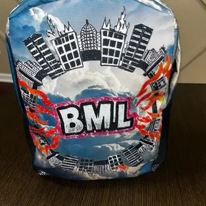 BML Minimalist Backpack-Black Stitching EST.2023 Unisex 100% Polyester Water-Resistant with Large Inside Pocket for 15" Laptop