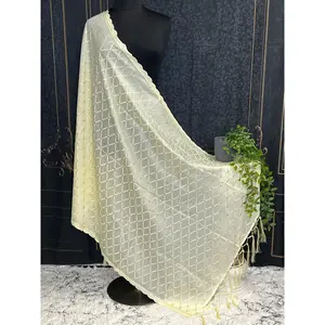 Light yellow cotton mix dupatta