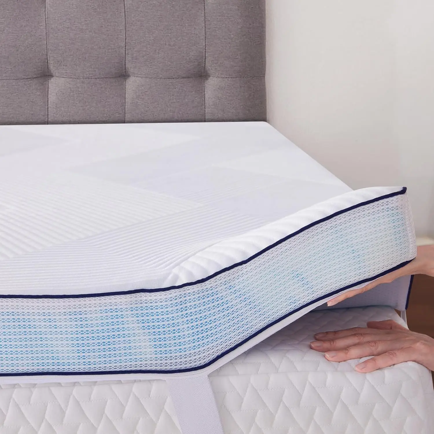 3 Inch Memory  Mattress Topper  with Removable Soft Cover Ventilated Breathable Cooling Mattress Pad Portable Bed Topper for  , CertiPUR- Certified