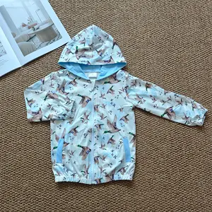 Kids Clothing Baby Girls Boys Hooded Top Ducks Mallard Hunting Blue Zipper Coat Tops Zip Up Coats Solid Color Coat